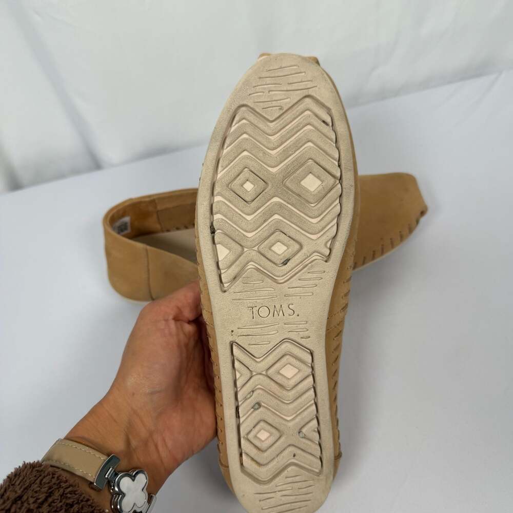 TOMS Women's Alpargata Leather Slip-On Espadrille Shoes, Honey Brown - Picture 5 of 6